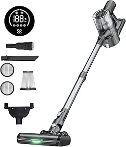 Proscenic P13 45KPa/550W/45 Mins Aspiradora sin Cable, Aspiradora Escoba con Pantalla Táctil y Cepillo Antienredos, 1.2L Aspirador Vertical para Suelos/Alfombras/Pelos de Mascotas